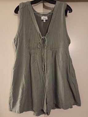 Willow + Root Romper Sage Green V-Neck
